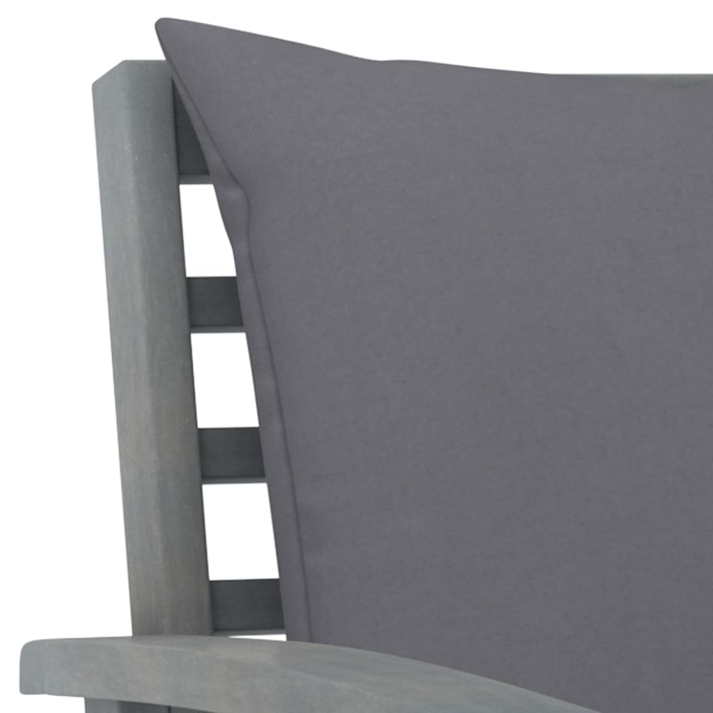 Garden Lounge Set Grey Solid Acacia Wood Medium Hardwood