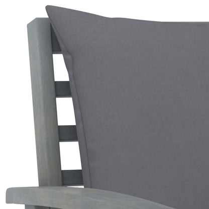 Garden Lounge Set Grey Solid Acacia Wood Medium Hardwood