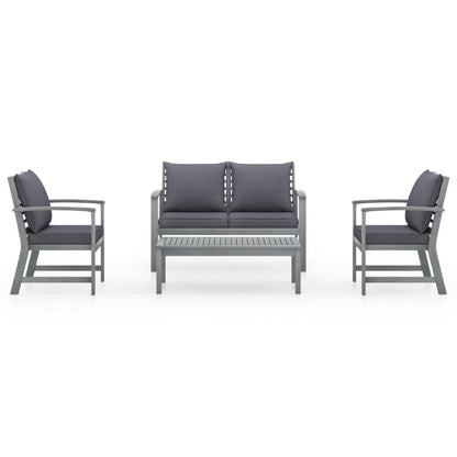 Garden Lounge Set Grey Solid Acacia Wood Medium Hardwood