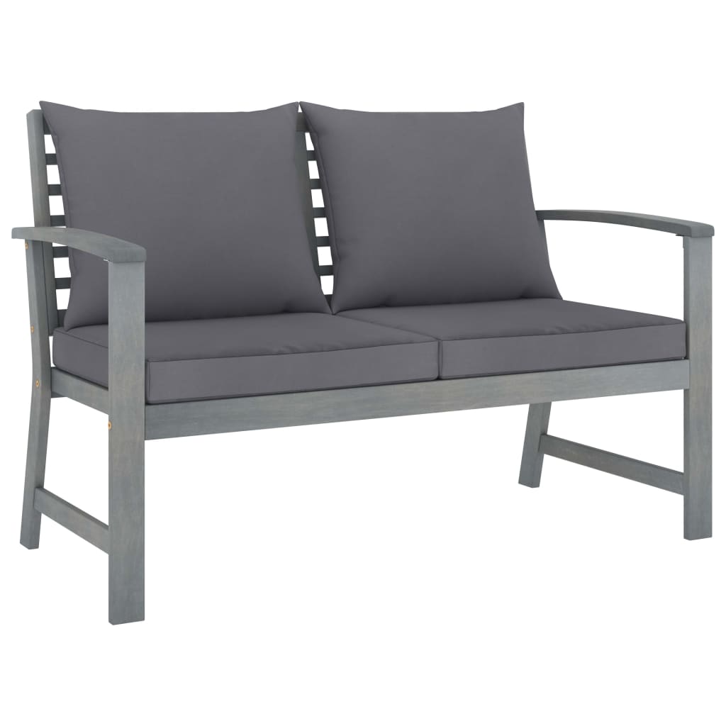 Garden Lounge Set Grey Solid Acacia Wood Medium Hardwood