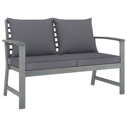 Garden Lounge Set Grey Solid Acacia Wood Medium Hardwood