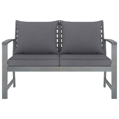 Garden Lounge Set Grey Solid Acacia Wood Medium Hardwood