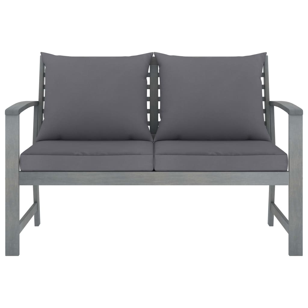 Garden Lounge Set Grey Solid Acacia Wood Medium Hardwood