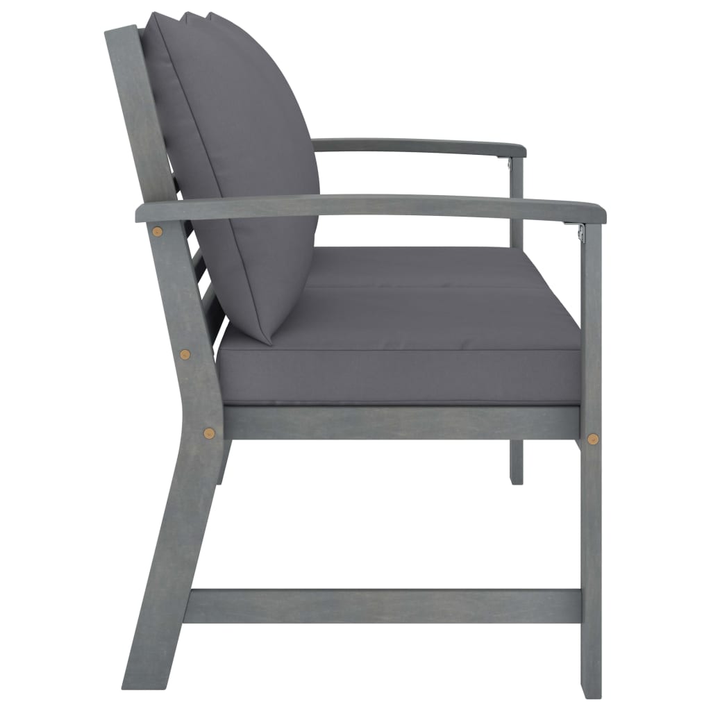 Garden Lounge Set Grey Solid Acacia Wood Medium Hardwood