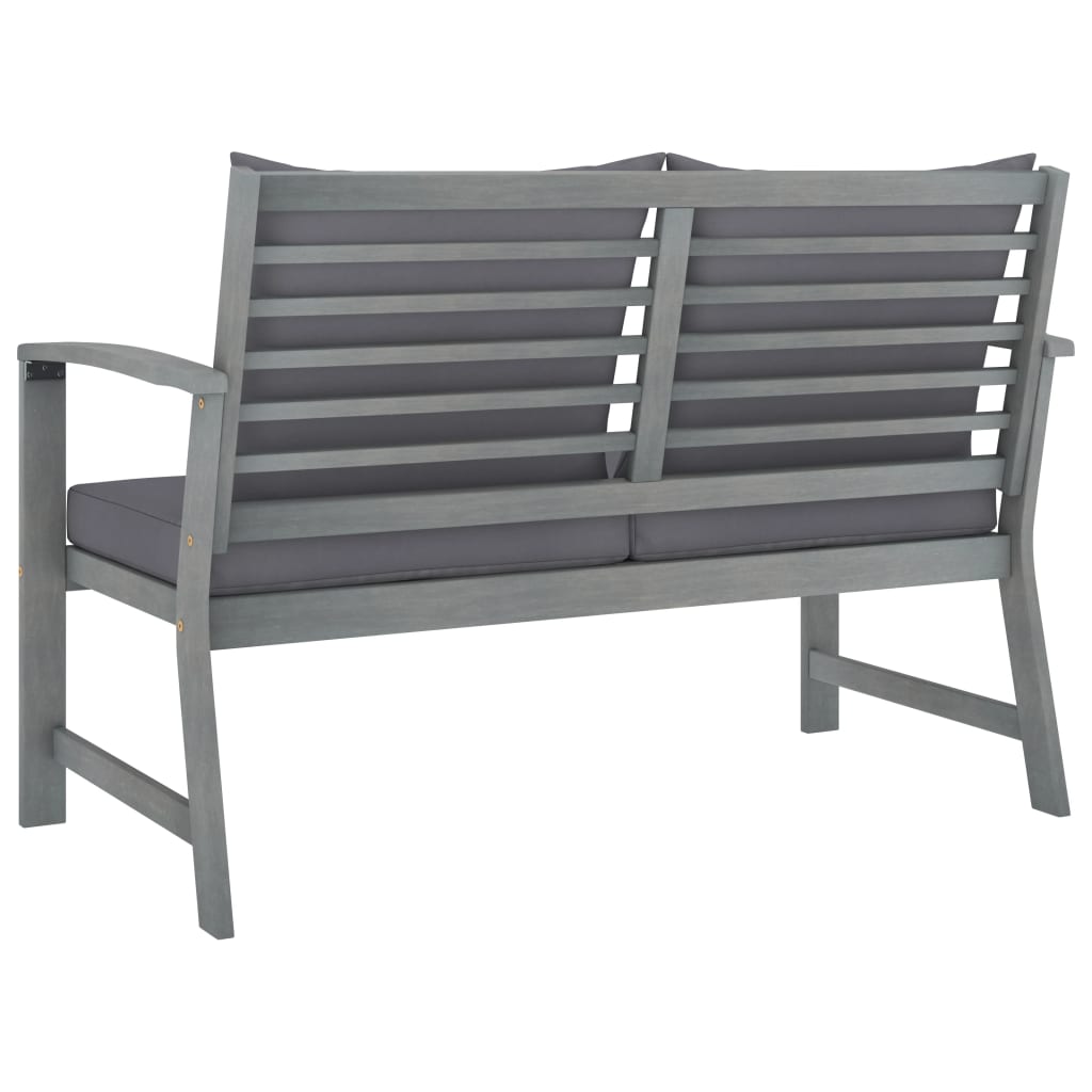 Garden Lounge Set Grey Solid Acacia Wood Medium Hardwood