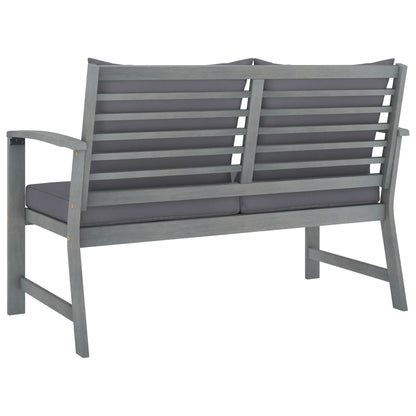 Garden Lounge Set Grey Solid Acacia Wood Medium Hardwood