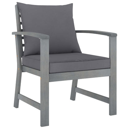 Garden Lounge Set Grey Solid Acacia Wood Medium Hardwood
