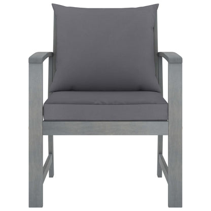 Garden Lounge Set Grey Solid Acacia Wood Medium Hardwood