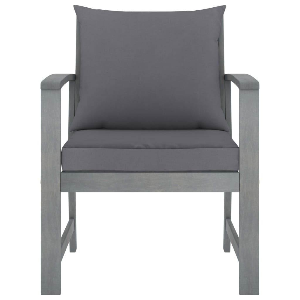 Garden Lounge Set Grey Solid Acacia Wood Medium Hardwood