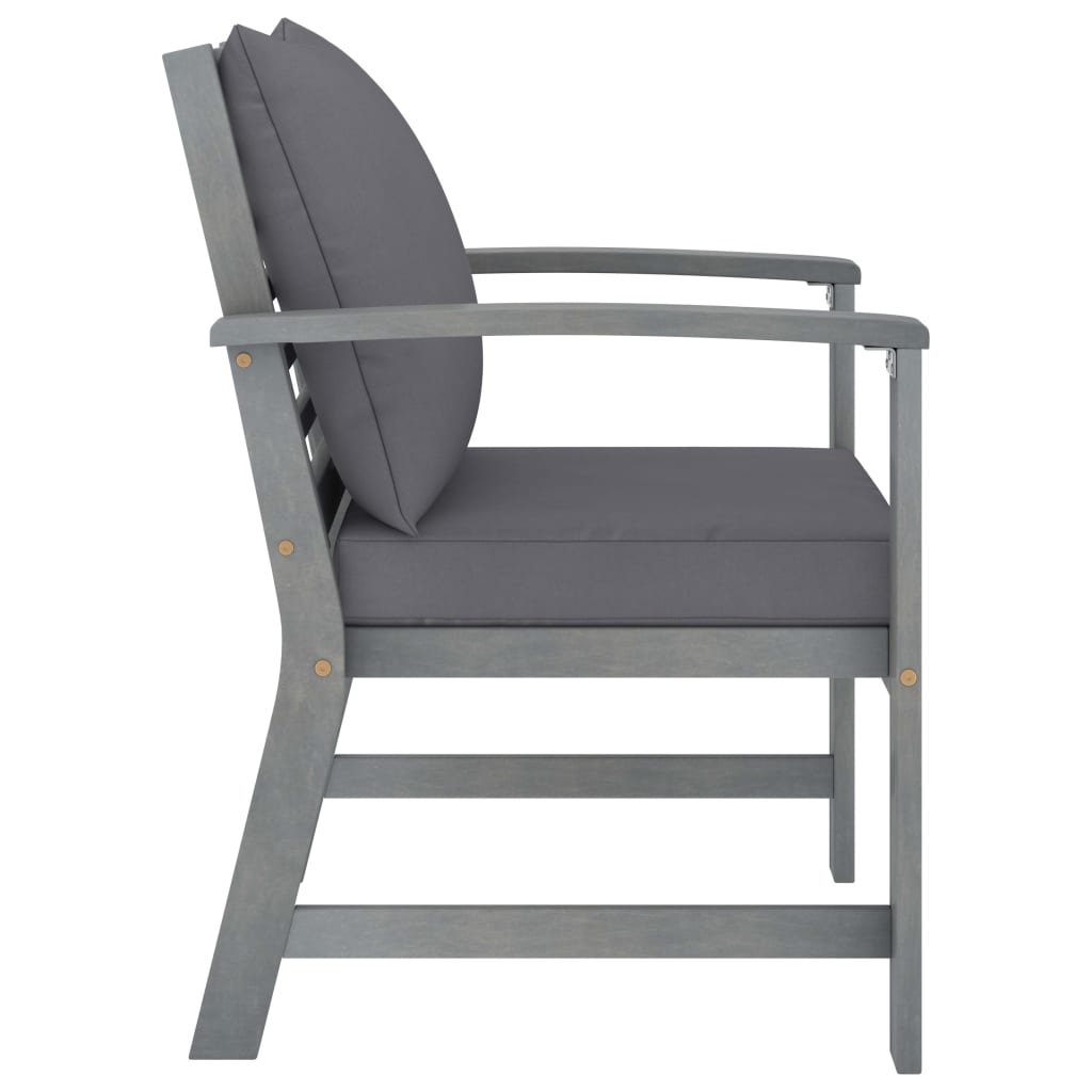 Garden Lounge Set Grey Solid Acacia Wood Medium Hardwood