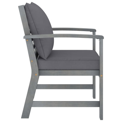 Garden Lounge Set Grey Solid Acacia Wood Medium Hardwood