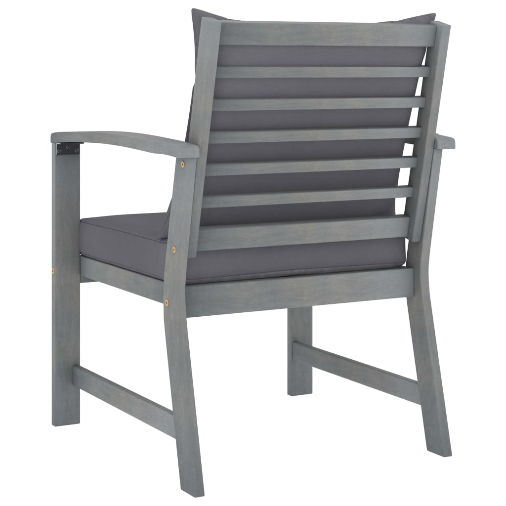 Garden Lounge Set Grey Solid Acacia Wood Medium Hardwood