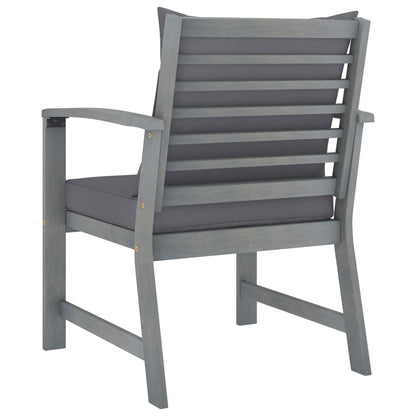Garden Lounge Set Grey Solid Acacia Wood Medium Hardwood