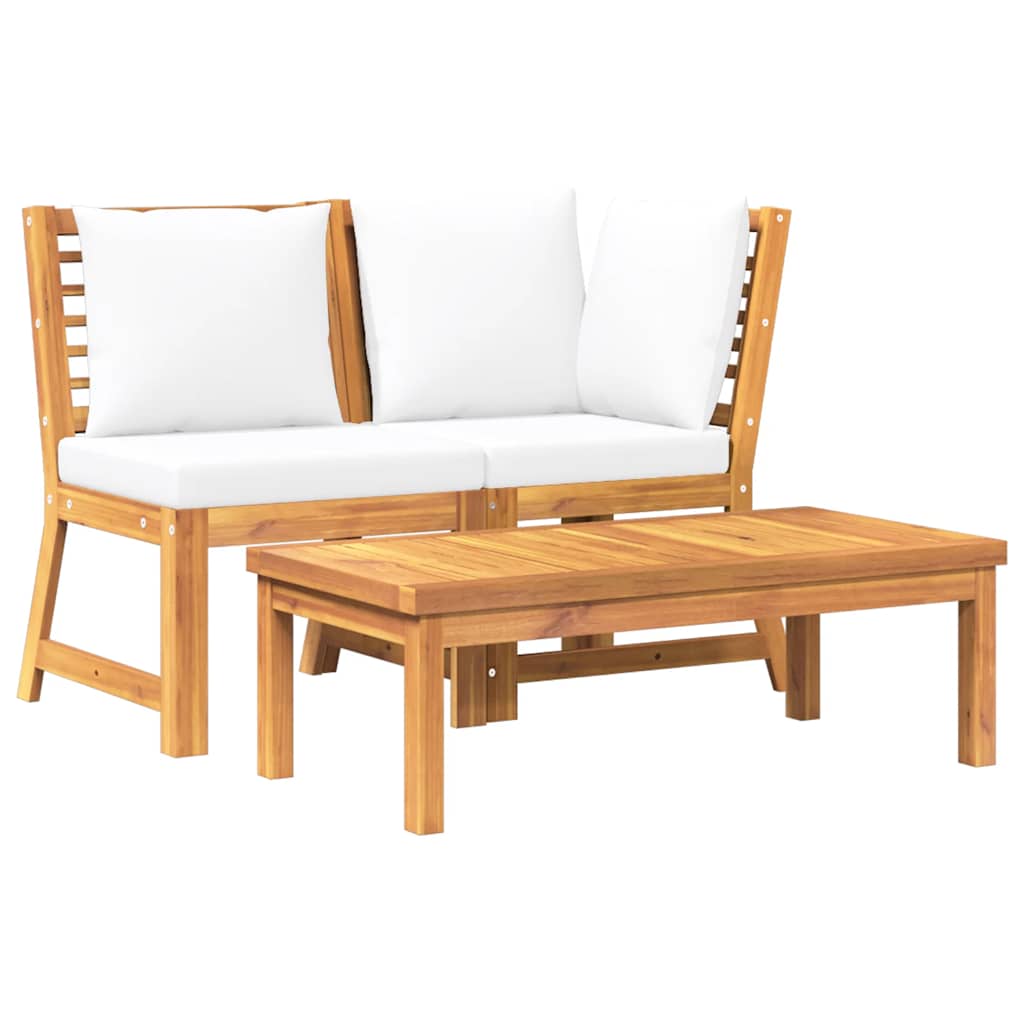 Garden Lounge Set Cream and Acacia Wood
