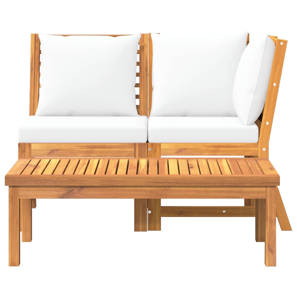 Garden Lounge Set Cream and Acacia Wood