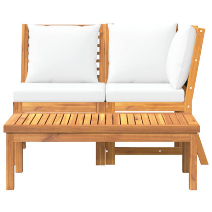 Garden Lounge Set Cream and Acacia Wood