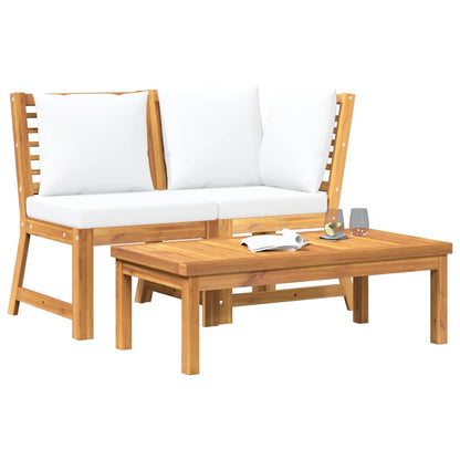 Garden Lounge Set Cream and Acacia Wood
