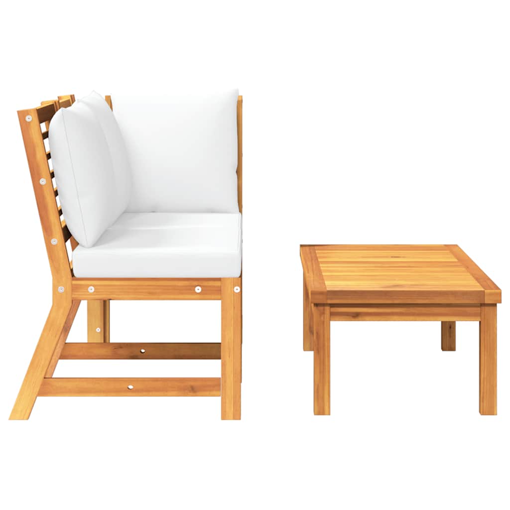 Garden Lounge Set Cream and Acacia Wood