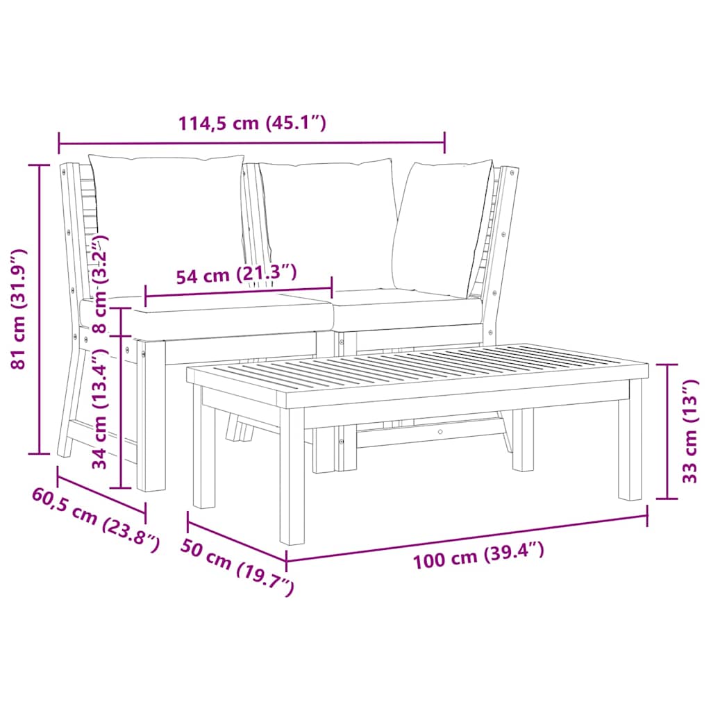 Garden Lounge Set Dark Grey Solid acacia wood Medium Modular
