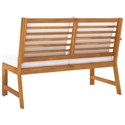 Garden Bench Cream, Wood Brown Solid Acacia Wood, Polyester Fabric