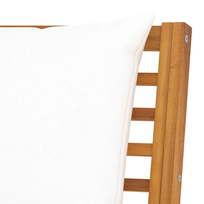 Garden Bench Cream, Wood Brown Solid Acacia Wood, Polyester Fabric