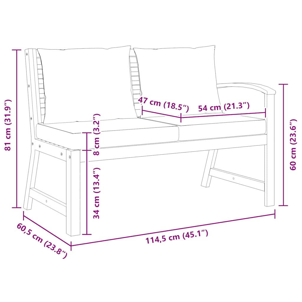 Garden Bench Natural wood, Cream