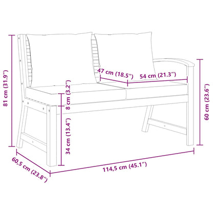 Garden Bench Natural wood, Cream
