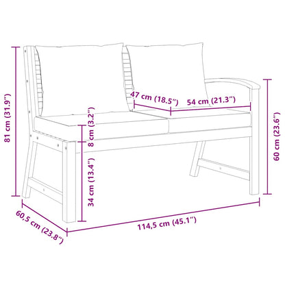 Garden Bench Dark grey Solid acacia wood 45.1 in Durable