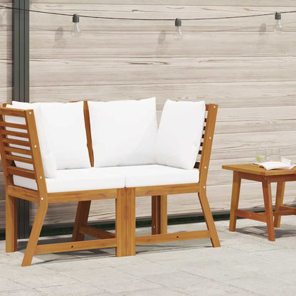 Sectional Corner Sofa Cream Solid Acacia wood Compact