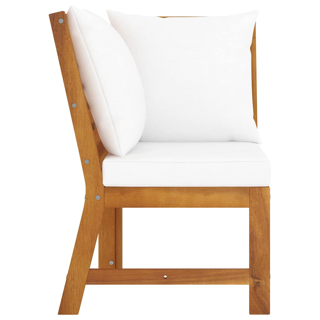 Sectional Corner Sofa Cream Solid Acacia wood Compact
