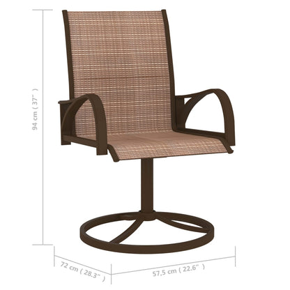 Garden Chair Set of 2 Brown Textilene, Powder-Coated Steel