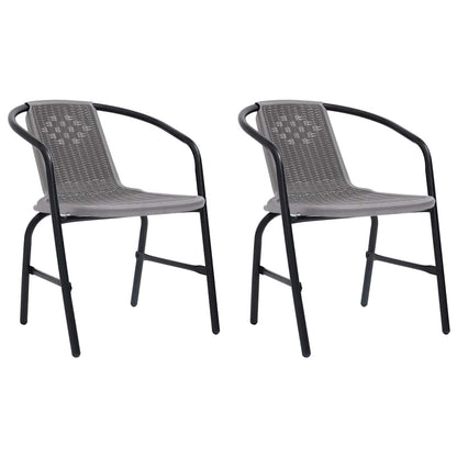 Garden Chair Set of 2 Black Plastic Rattan, Steel Standard