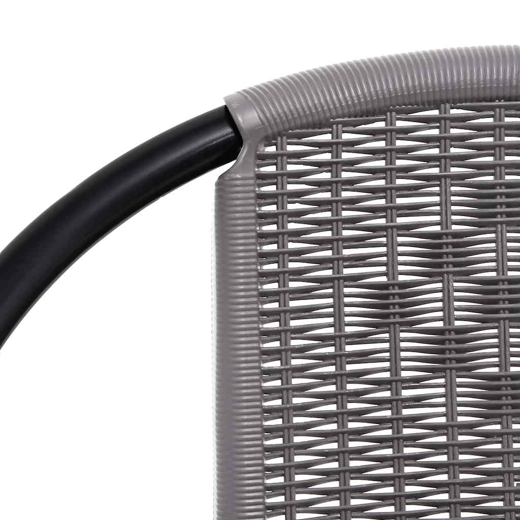 Garden Chair Set of 2 Black Plastic Rattan, Steel Standard