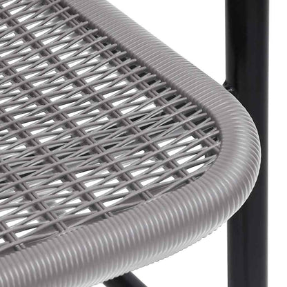 Garden Chair Set of 2 Black Plastic Rattan, Steel Standard