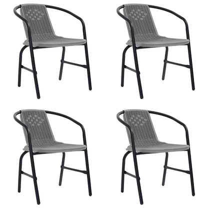 Garden Chair Set of 4 Black Plastic rattan, steel Standard