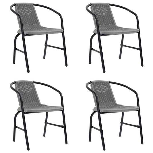 Garden Chair Set of 4 Black Plastic rattan, steel Standard
