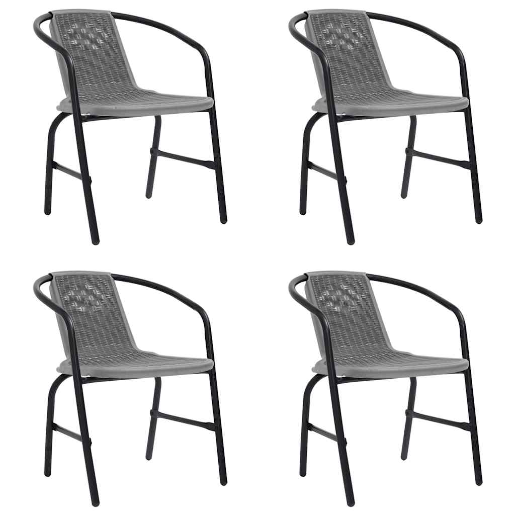 Garden Chair Set of 4 Black Plastic rattan, steel Standard