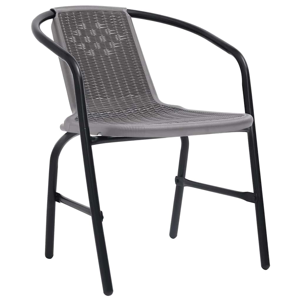 Garden Chair Set of 4 Black Plastic rattan, steel Standard