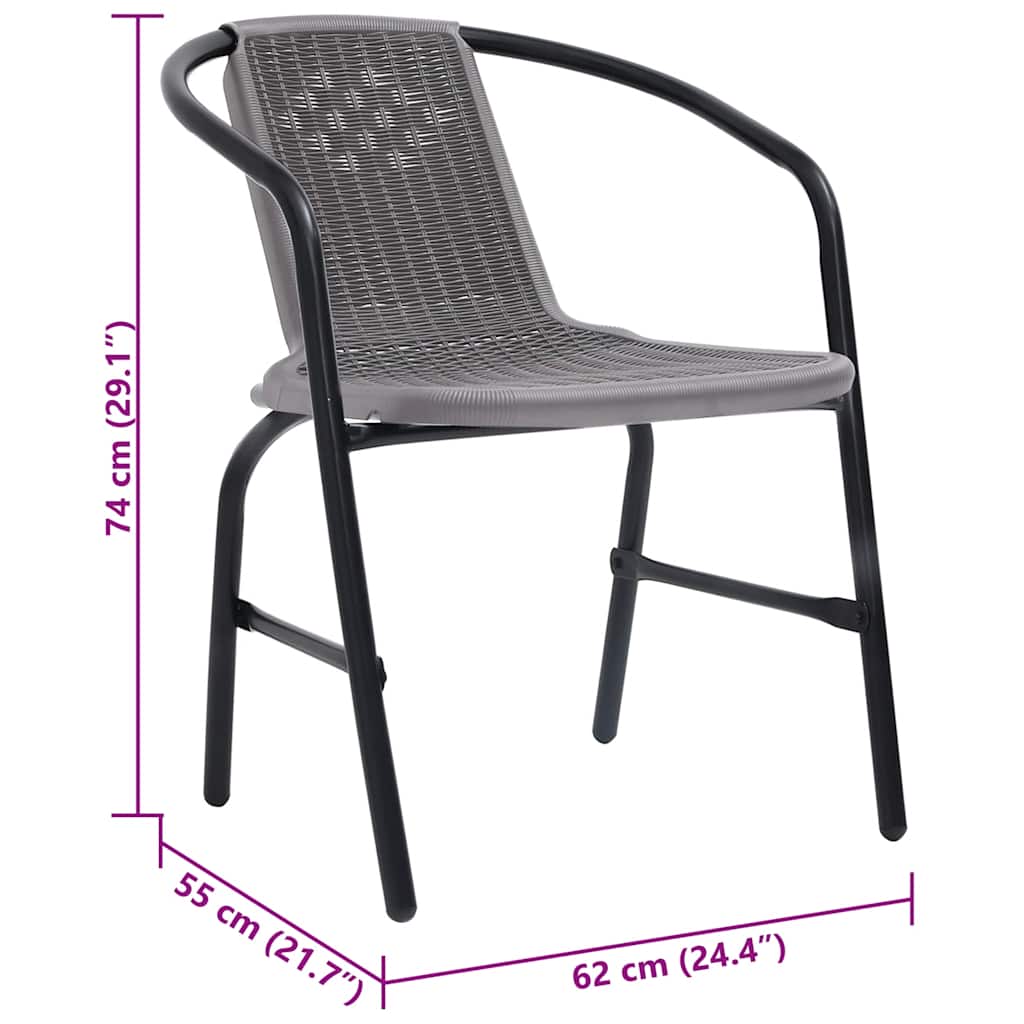 Garden Chair Set of 4 Black Plastic rattan, steel Standard