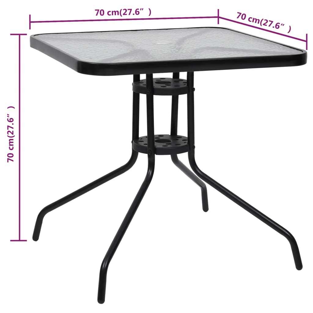 Garden Table Black Steel Standard Durable Garden Table Square