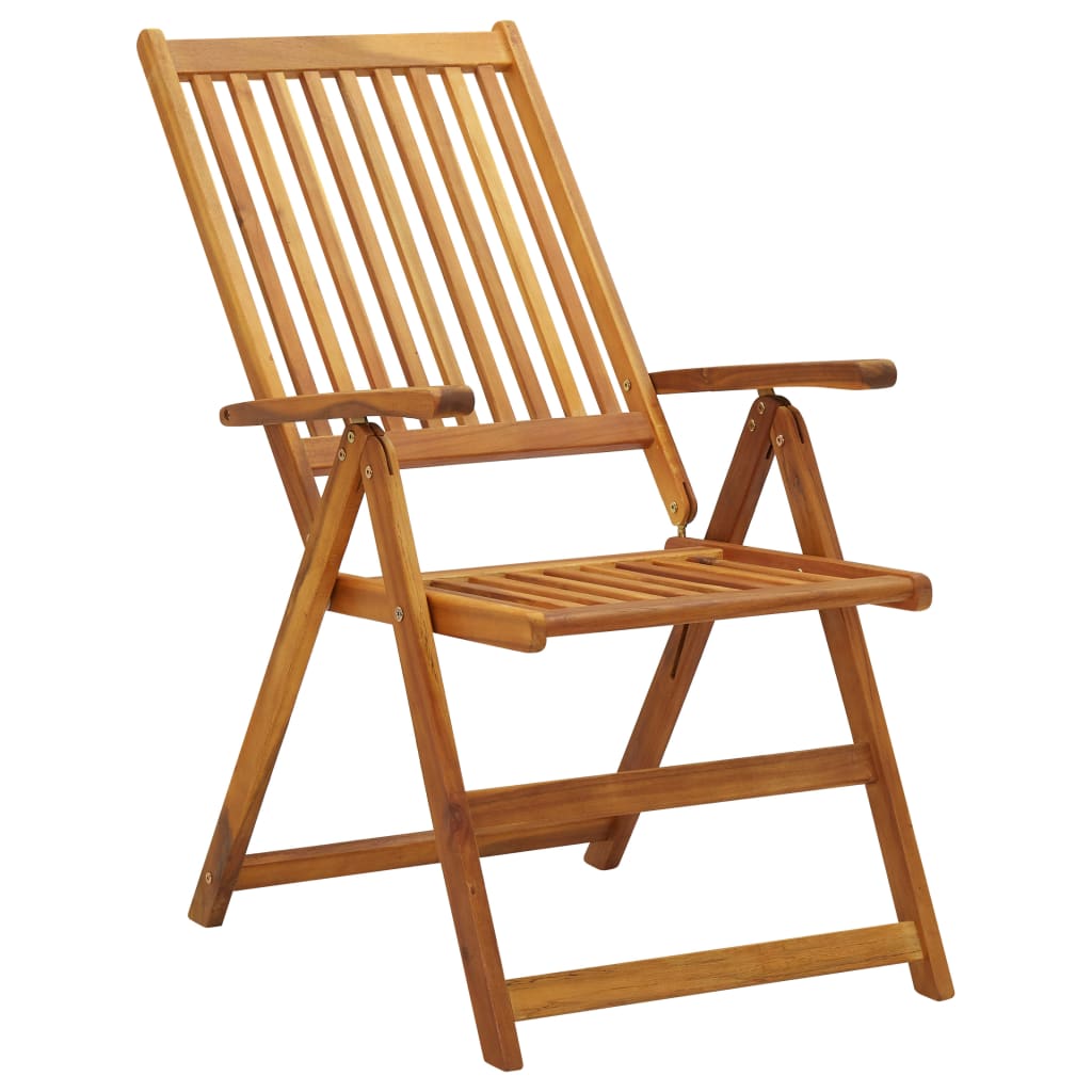 Garden Chair Set of 3 Natural Wood Solid Acacia Wood Medium