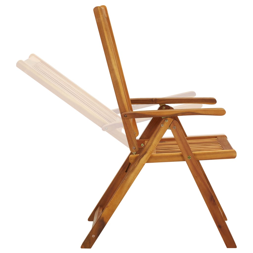 Garden Chair Set of 3 Natural Wood Solid Acacia Wood Medium