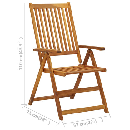 Garden Chair Set of 3 Natural Wood Solid Acacia Wood Medium