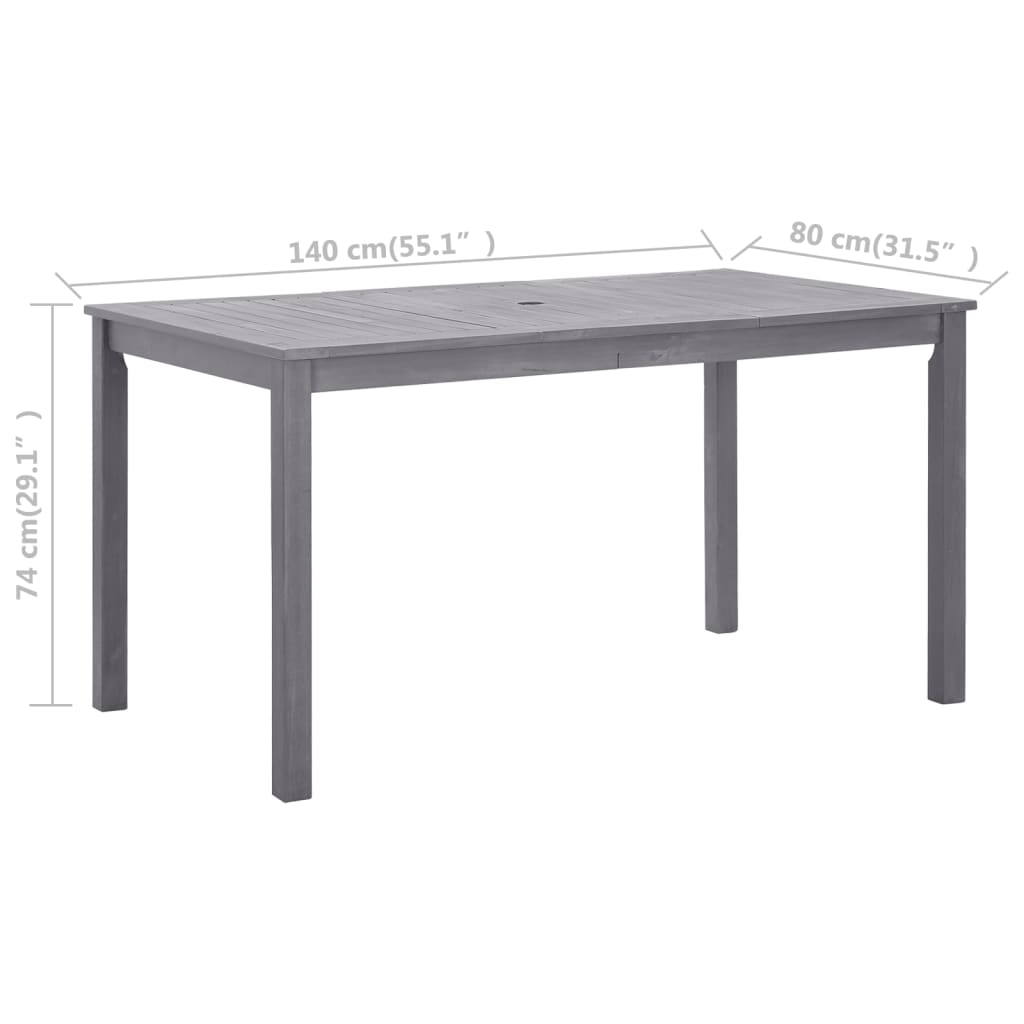 Garden Table Grey wash Solid Acacia Wood Medium Durable
