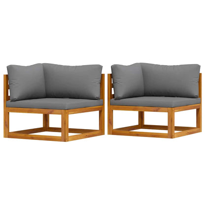 Corner Sofa Dark Grey Solid Acacia Wood Modular Corner Sofa