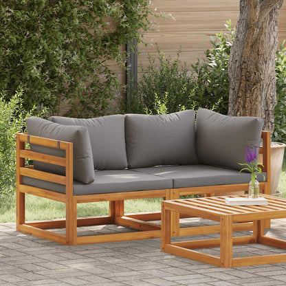 Corner Sofa Dark Grey Solid Acacia Wood Modular Corner Sofa