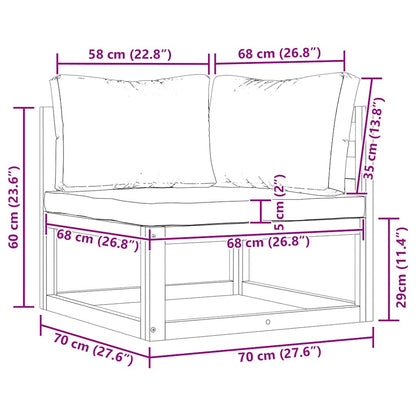 Corner Sofa Dark Grey Solid Acacia Wood Modular Corner Sofa