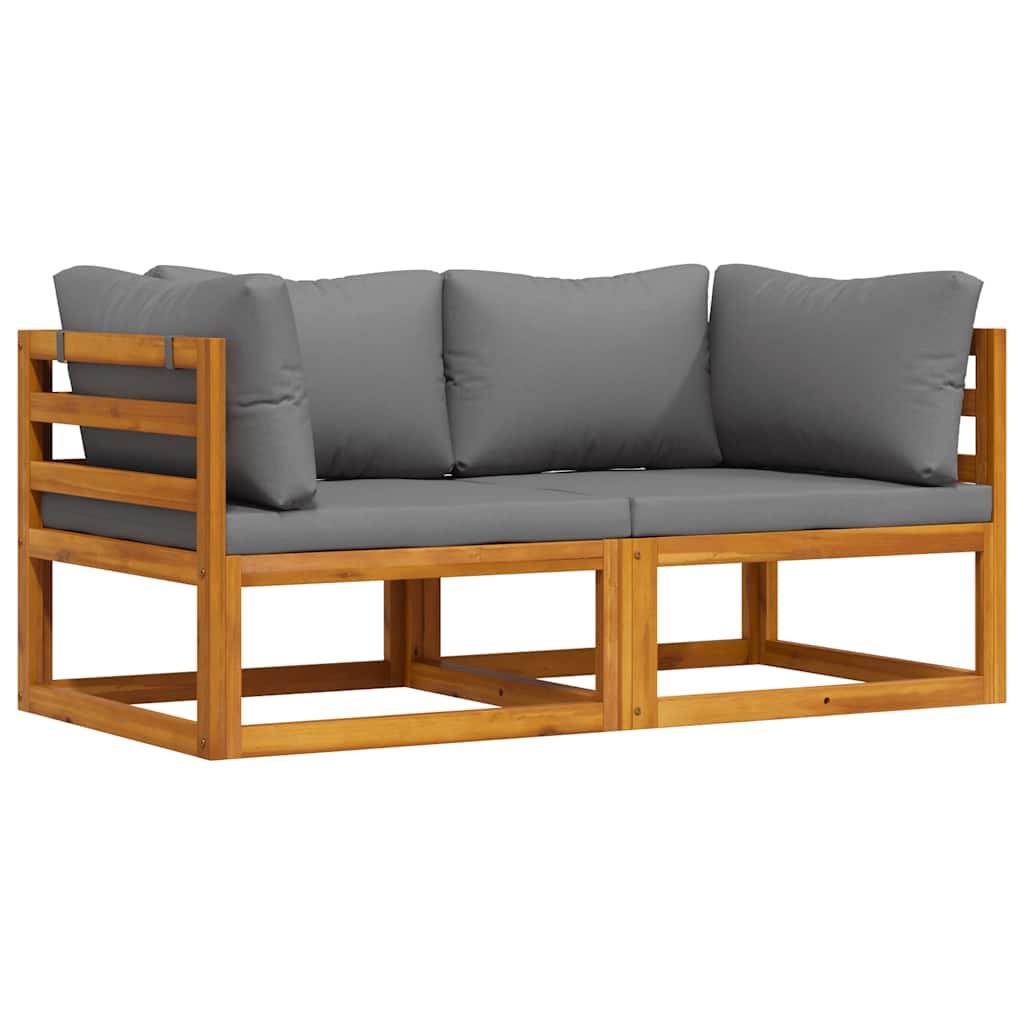 Corner Sofa Dark Grey Solid Acacia Wood Modular Corner Sofa