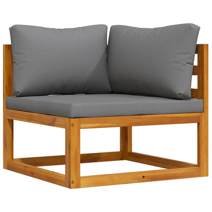 Corner Sofa Dark Grey Solid Acacia Wood Modular Corner Sofa