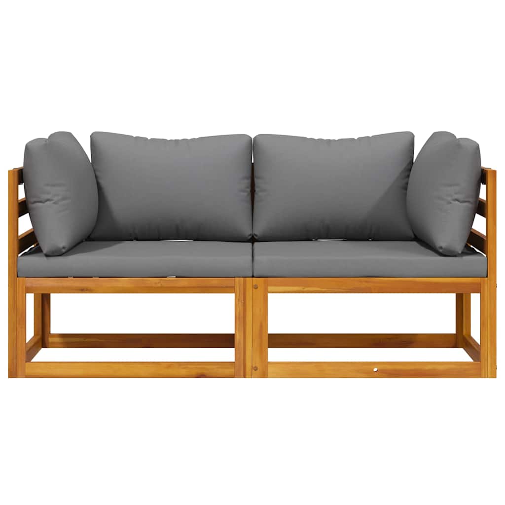 Corner Sofa Dark Grey Solid Acacia Wood Modular Corner Sofa